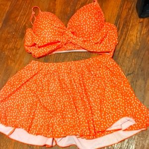 Skirt bathing suit orange underwire